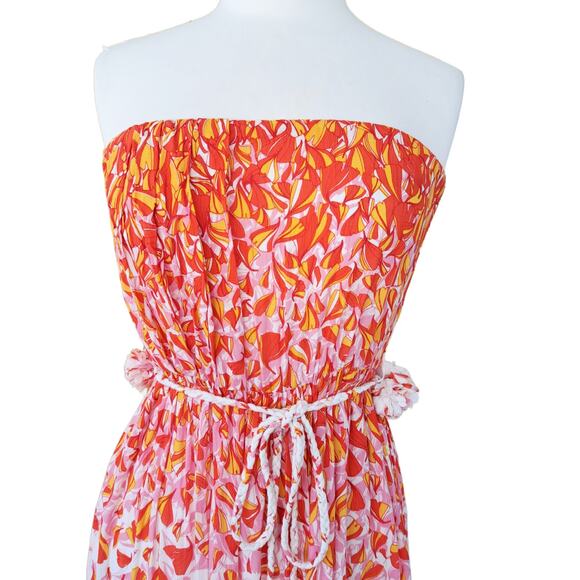 Poupette St. Barth Mara Strapless Floral Maxi Dress Size Red Pink Petal - Picture 8 of 14